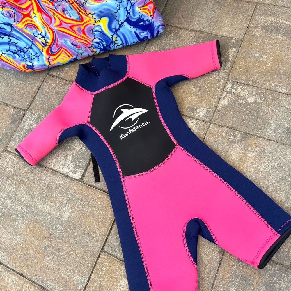 NWOT Toddler Konfidence Shorty Pink/Blue Wetsuit Size 3-4